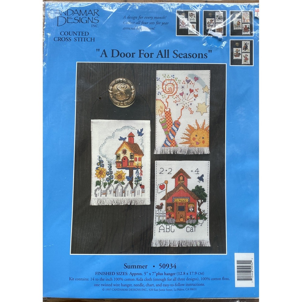 Candamar Designs "A Door for All Seasons" Summer 50934 Vintage Cross Stitch NEW
